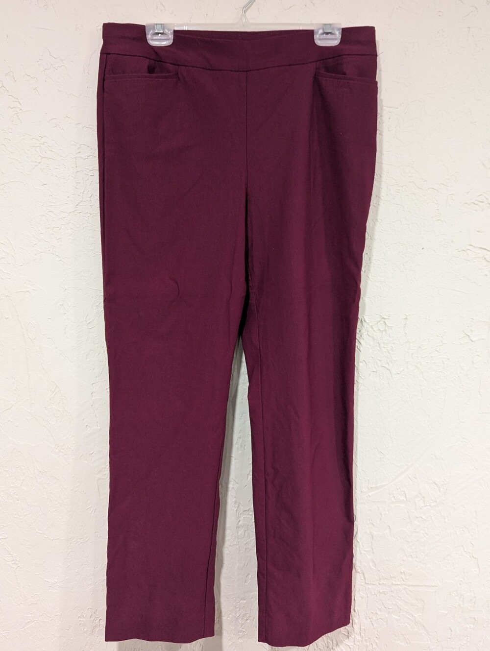 Chico's Wine Red Pull On Trouser Pants - Women's 12 Comfort Office Burgundy